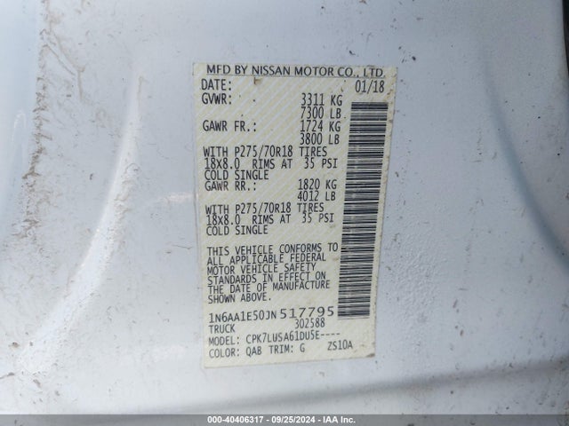Nissan Titan Pro-4x 2018 1N6AA1E50JN517795 Image 9