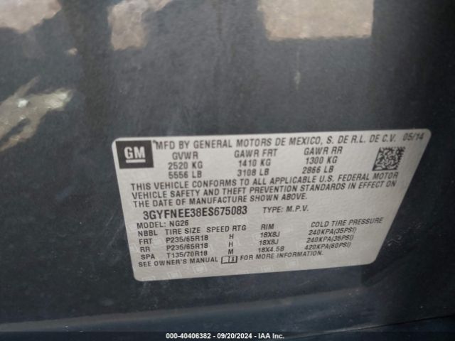 3GYFNEE38ES675083 Cadillac Srx Luxury Collection