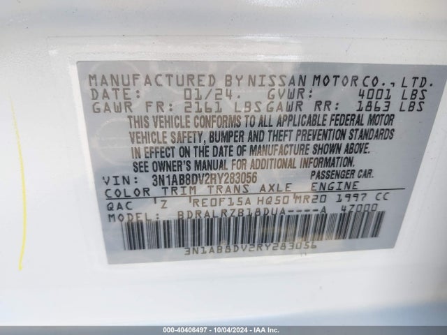 Nissan Sentra Sr Xtronic Cvt 2024 3N1AB8DV2RY283056 Image 9