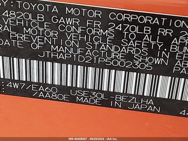 JTHAP1D21P5002305 Lexus Is 500 F Sport Performance Premium