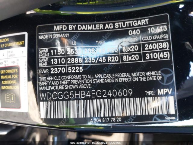 WDCGG5HB4EG240609 Mercedes-Benz GLK 350