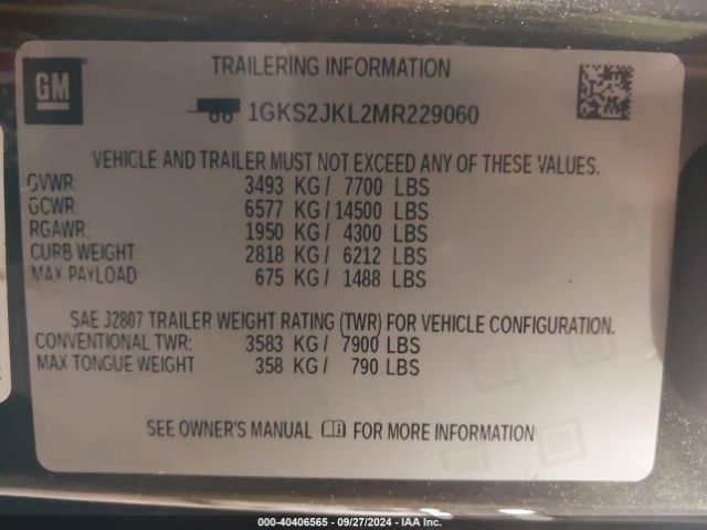 1GKS2JKL2MR229060 GMC Yukon Xl 4wd Denali