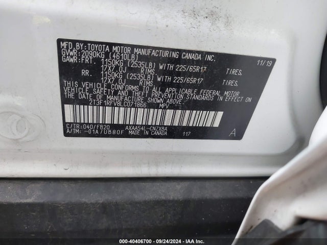 Toyota RAV4 LE 2020 2T3F1RFV8LC071866 Image 9