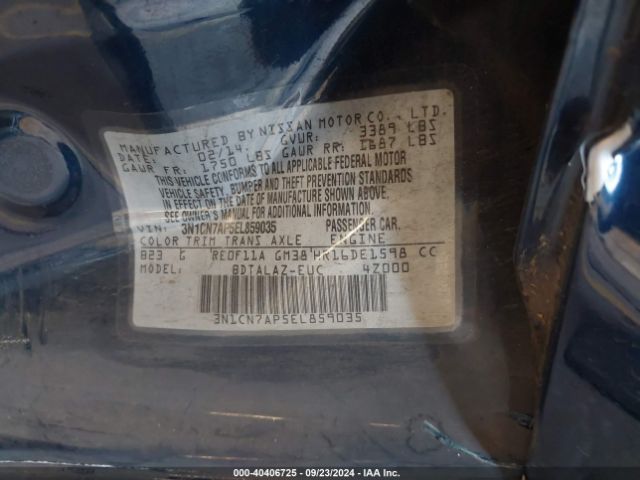 3N1CN7AP5EL859035 Nissan Versa 1.6 S+