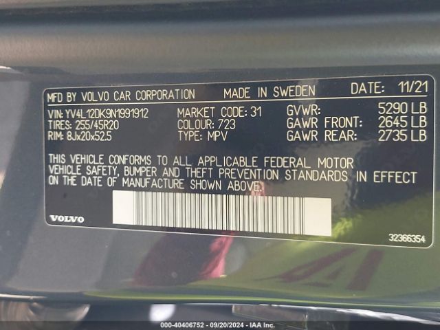 YV4L12DK9N1991912 Volvo Xc60 B5 Momentum
