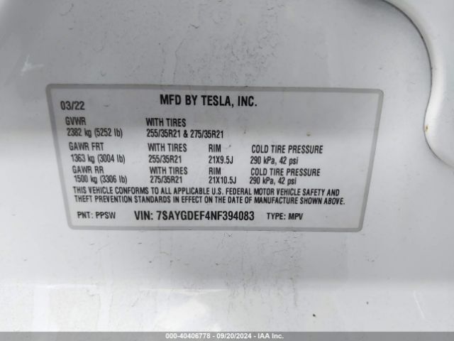 7SAYGDEF4NF394083 Tesla Model Y Performance Dual Motor All-wheel Drive