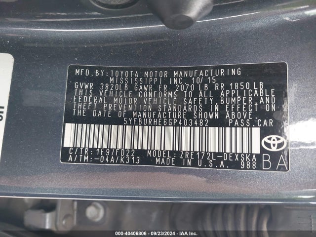 Toyota Corolla S Plus 2016 5YFBURHE6GP403482 Image 9