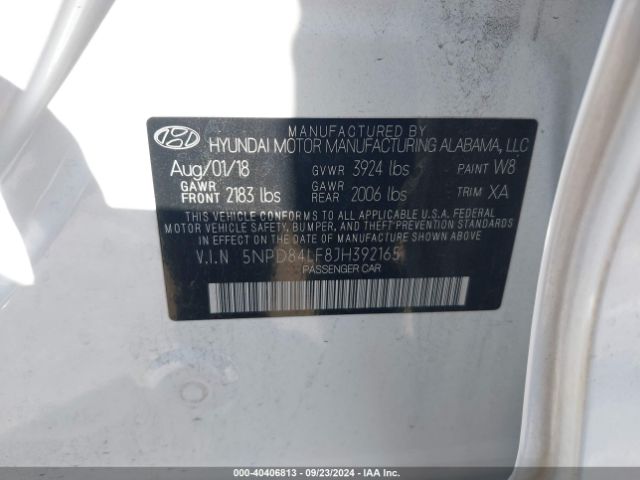 5NPD84LF8JH392165 Hyundai Elantra Value Edition