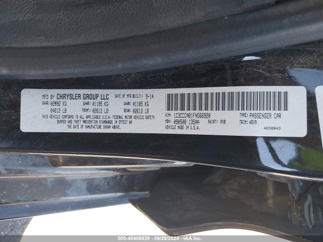 Chrysler 200 2015 1C3CCCAB1FN566920 Image 9