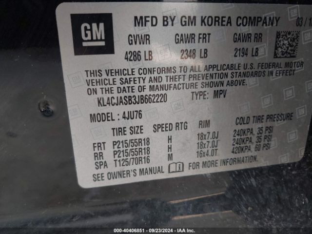 KL4CJASB3JB662220 Buick Encore Preferred