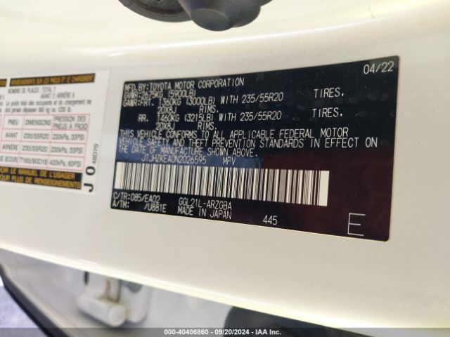 JTJHZKEA0N2026595 Lexus Rx 350l
