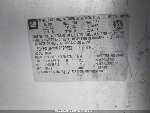 2011 CADILLAC SRX 3GYFNDEY0BS526653 Photo 8