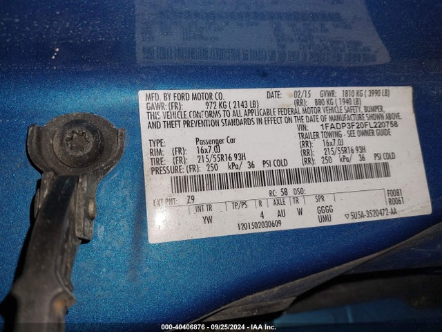 Ford FOCUS SE 2015 1FADP3F20FL220758 Image 9