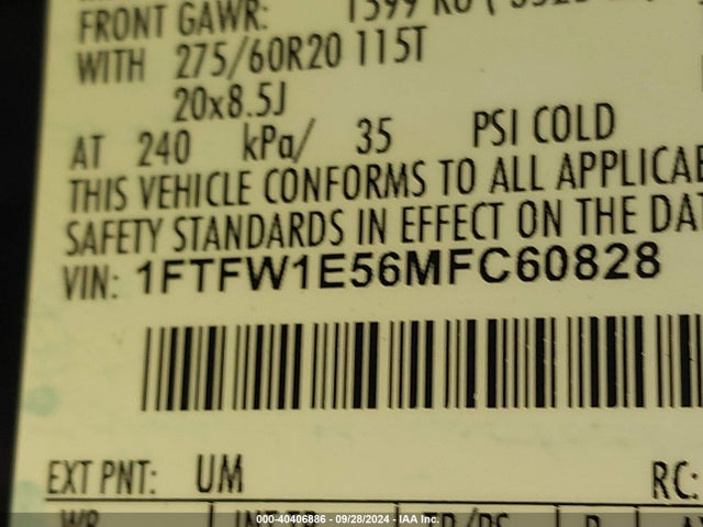 1FTFW1E56MFC60828 Ford F-150 Xlt