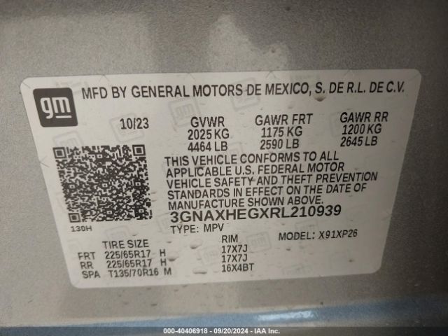 3GNAXHEGXRL210939 Chevrolet Equinox Fwd Ls