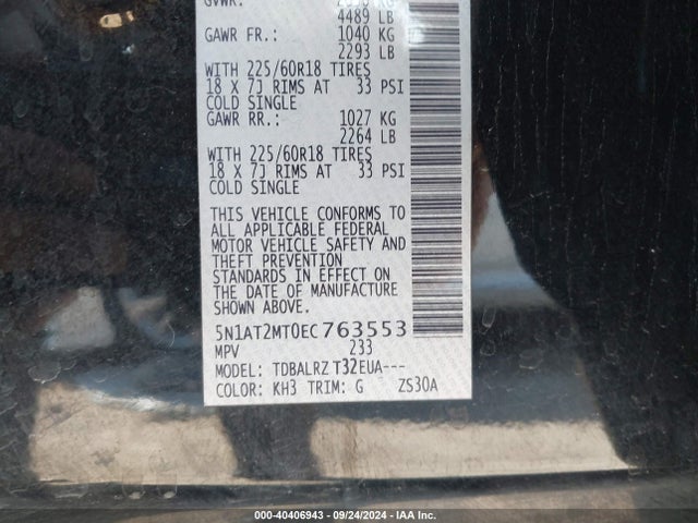 Nissan Rogue Sl 2014 5N1AT2MT0EC763553 Image 9