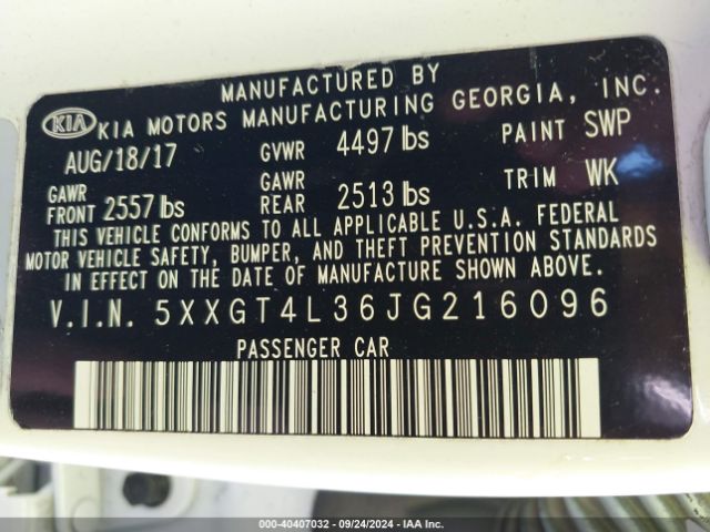 5XXGT4L36JG216096 KIA Optima Lx