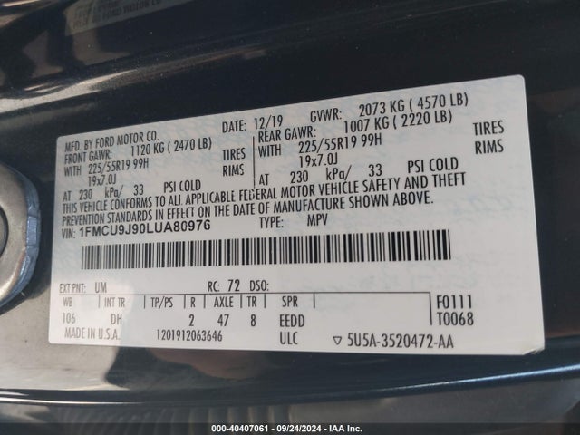 1FMCU9J90LUA80976 Ford Escape Titanium