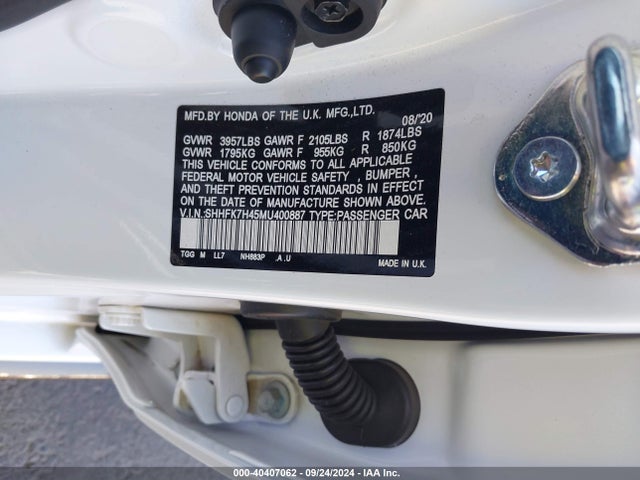 Honda l15ba 2021 SHHFK7H45MU400887 Image 25