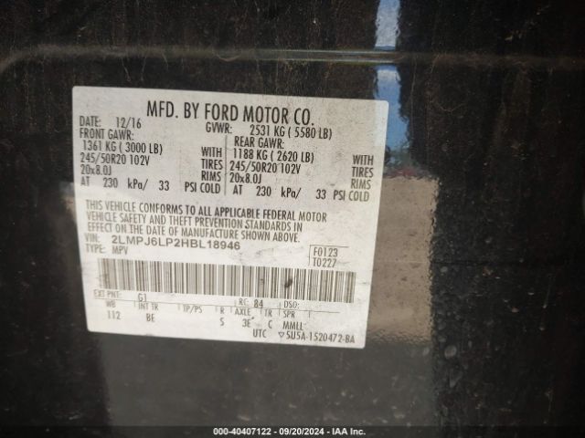 2LMPJ6LP2HBL18946 Lincoln Mkx Reserve