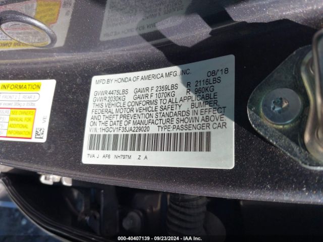 1HGCV1F35JA229020 Honda Accord Sport