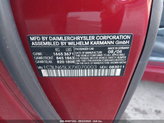 2007 CHRYSLER CROSSFIRE 1C3LN65LX7X070003 Photo 8