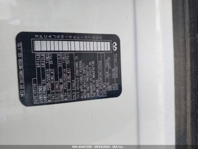 3PCAJ5M19KF147004 Infiniti Qx50 Luxe