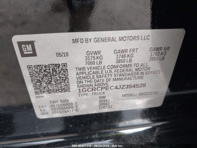 1GCRCPEC4JZ354529 Chevrolet Silverado 1500 Custom