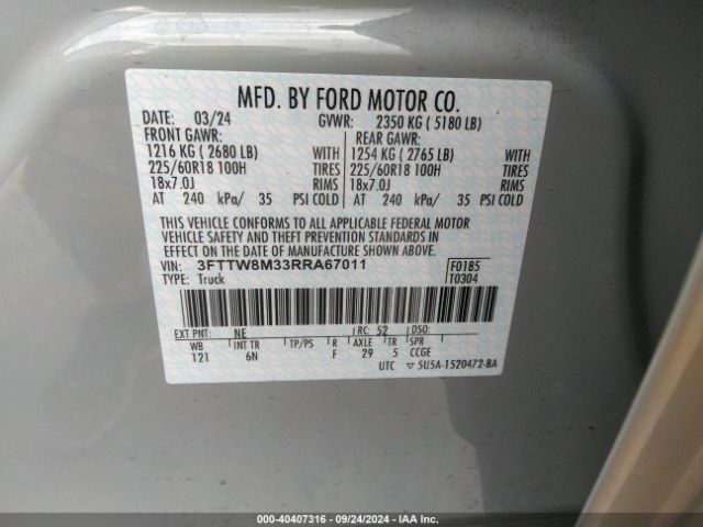 3FTTW8M33RRA67011 Ford Maverick Lariat