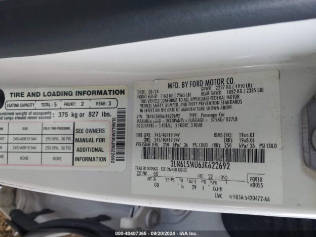 3LN6L5MU6JR622692 Lincoln Mkz Hybrid Reserve
