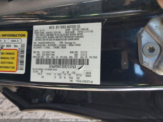 3FA6P0H73ER255763 Ford FUSION SE