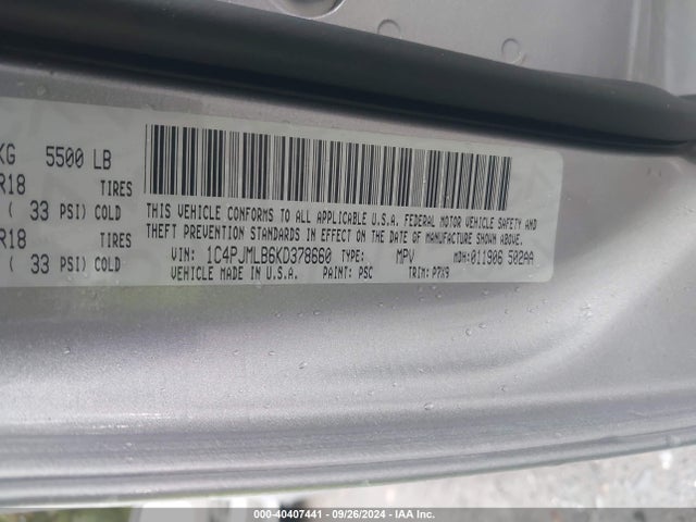 1C4PJMLB6KD378660 Jeep Cherokee Altitude 4x4