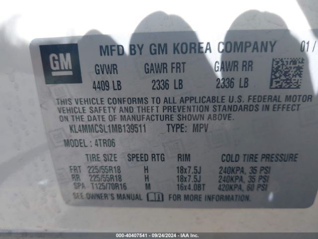 KL4MMCSL1MB139511 Buick Encore Gx Awd Preferred