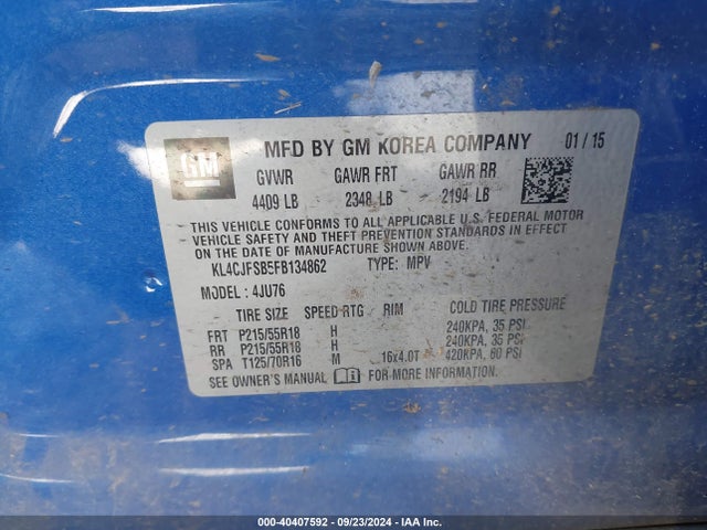 Buick Encore Convenience 2015 KL4CJFSB5FB134862 Image 9