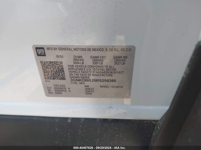 3GNKDBRJ5RS258385 Chevrolet Blazer Ev Eawd 2lt