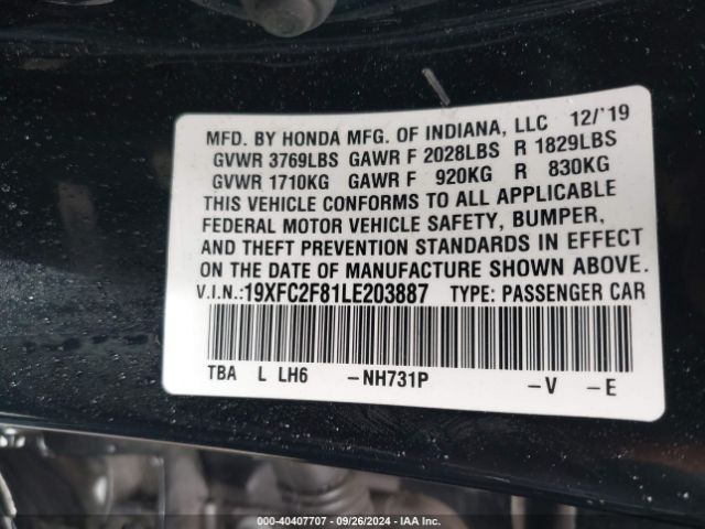 19XFC2F81LE203887 Honda Civic Sport