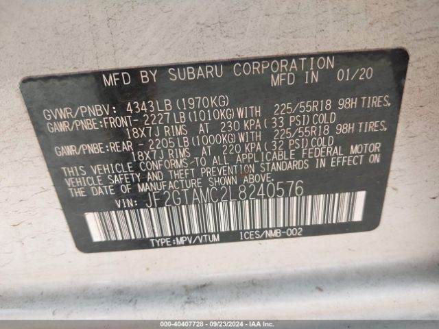 JF2GTAMC2L8240576 Subaru Crosstrek Limited