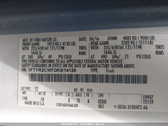 1FTYR2CM7GKB14126 Ford Transit-250