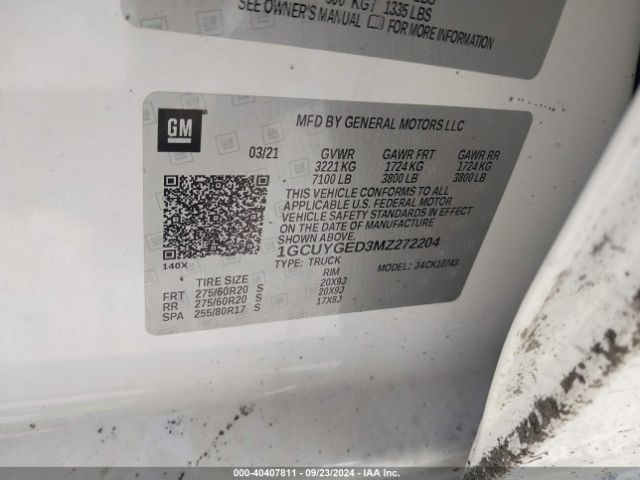 1GCUYGED3MZ272204 Chevrolet Silverado 1500 4wd  Standard Bed Ltz