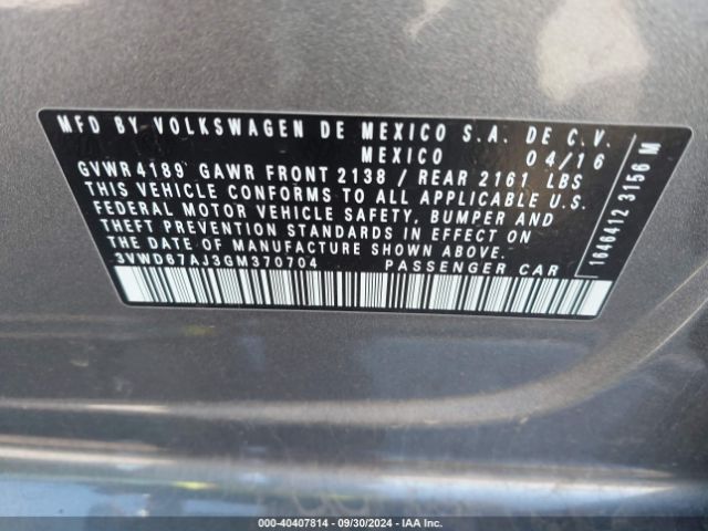 3VWD67AJ3GM370704 Volkswagen Jetta 1.4t Se