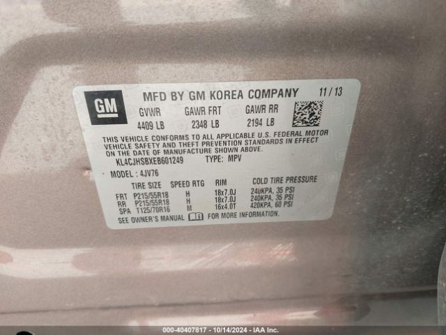 KL4CJHSBXEB601249 Buick Encore Premium