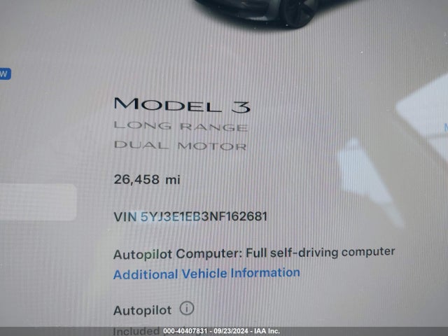 2022 TESLA MODEL 3 5YJ3E1EB3NF162681 Photo 6