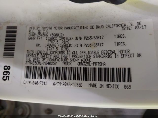 3TMAZ5CN6HM040252 Toyota Tacoma