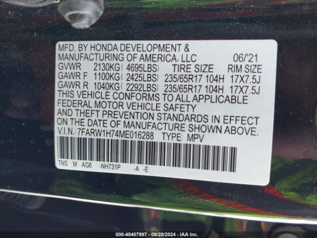 7FARW1H74ME016288 Honda Cr-v 2wd Special Edition