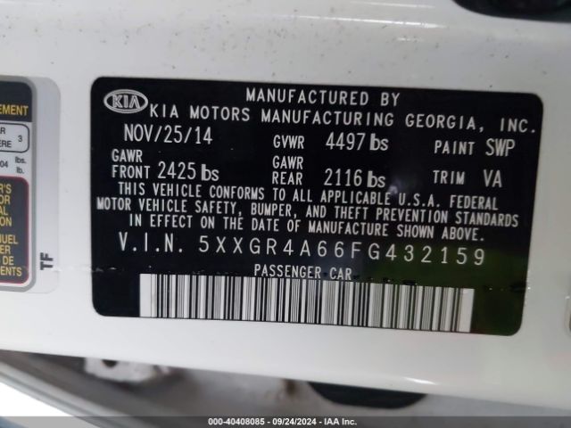 5XXGR4A66FG432159 KIA Optima Sx Turbo