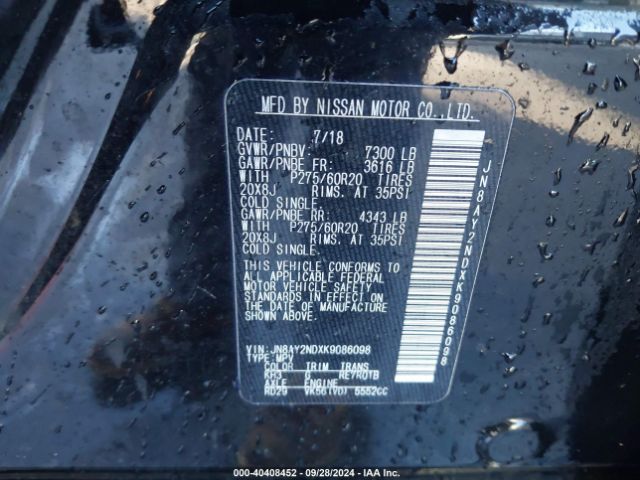 JN8AY2NDXK9086098 Nissan Armada Sl