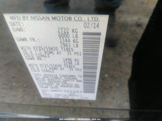 5N1CL0MM4EC525565 Infiniti Qx60 Hybrid