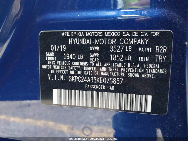 Hyundai ACCENT SE 2019 3KPC24A33KE075857 Image 9