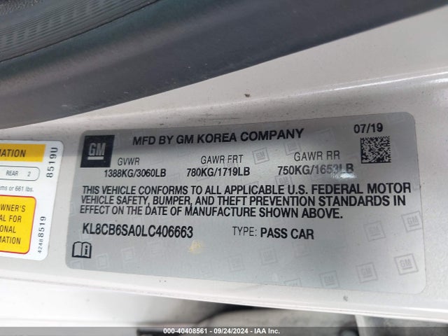 Chevrolet Spark Fwd Ls Automatic 2020 KL8CB6SA0LC406663 Image 9