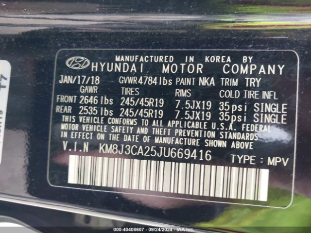 KM8J3CA25JU669416 Hyundai Tucson Value